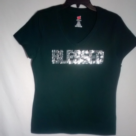 NWOT Bling  Blessed Rhinestone Graphi tee - Picture 1 of 8